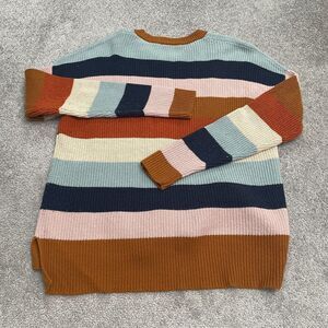Madewell Pullover Sweater Womens Medium Multicolor Striped Crew Neck Knit Casual